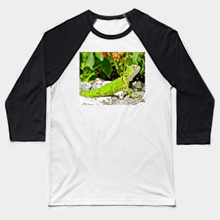 Bright Green Iguana Baseball T-Shirt